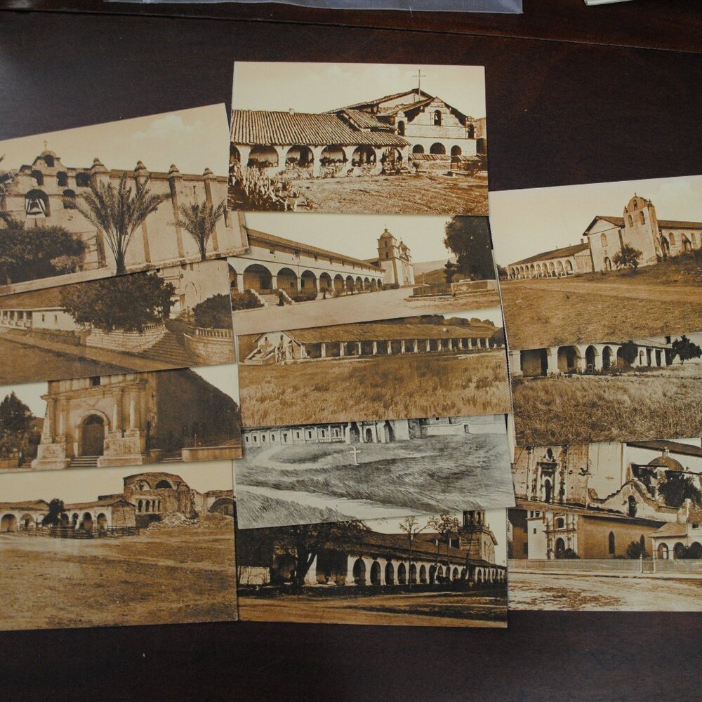 Lot of 13 1900s-10s Cardinell Vincent Sepia Postcards of California Missions